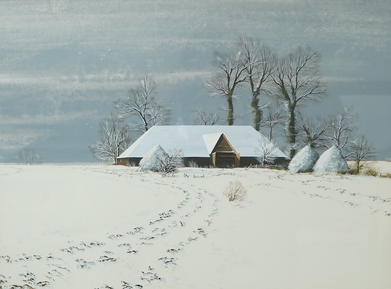 Paul Evans (b.1950), ‘Winter Stillness’, signed and dated ‘83, gouache, 34 x 46cm